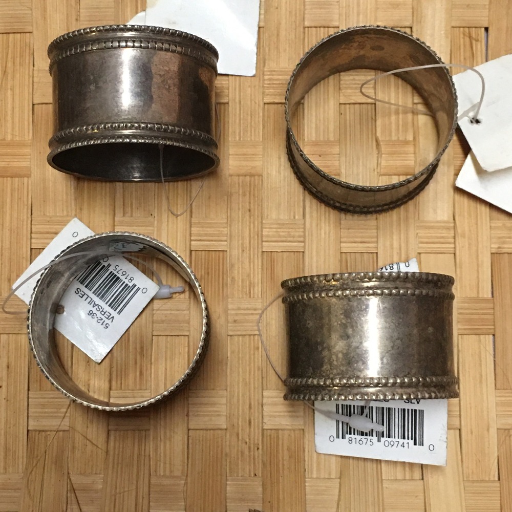 Park B. Smith Napkin Rings Unisex OS Silver‎ Versailles Beaded Edge Set of 4